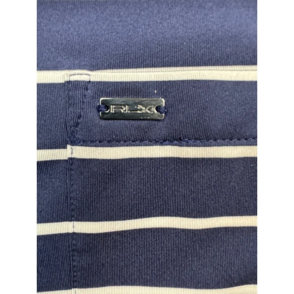 RLX Ralph Lauren Striped Polo Shirt Mens S Navy Blue White‎ Golf Performance
